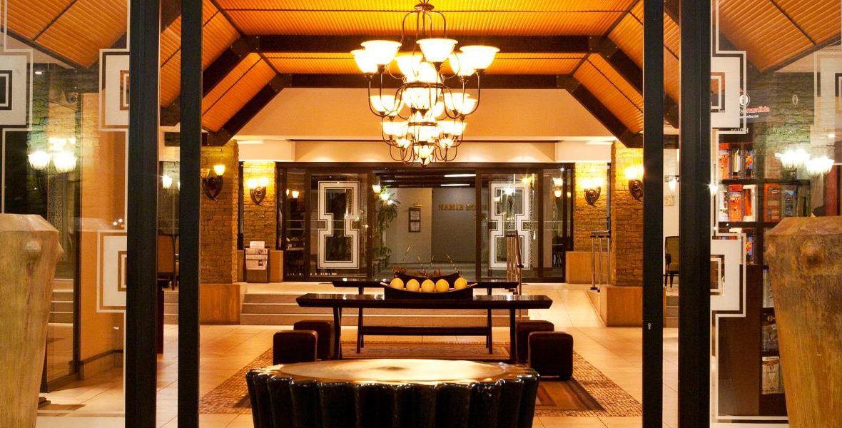 hotel safari, hotel, entrance, namibia, accommodation